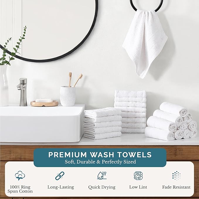 Casa Platino White Washcloths 24 Pack - Image 2