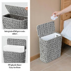 3 Gallon Wicker Trash Can, Waterproof Slim Waste Basket - Image 3