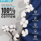 BASE CAMP Reusable Cloth Dust Face Masks 100% Cotton Washable Adjustable - Image 4