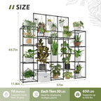 Metal Plant Stand Outdoor 63" Tall Plant Shelf for Plants 14-Tier Large Plant Sheves for Indoor Plants Living Room Heavy Duty Rack Garden Balcony Patio Hanging Planter - Image 6