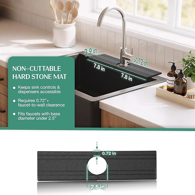 Stone Faucet Mat for Kitchen Sink Splash Guard 15.7" x 3.9" - Image 4