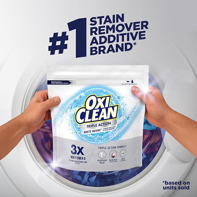 OxiClean Triple Action White Revive Laundry Whitener and Stain Remover Powder - Image 9