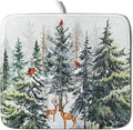 Pine Tree Dish Drying Mat for Kitchen Counter 16x18 Inch Forest Deer Absorbent by Giwawa