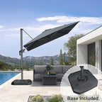PURPLE LEAF 8 Feet Square Cantilever Umbrella Patio Umbrella with Base Outdoor Umbrella Aluminum Offset with 360-degree Rotation for Garden Deck Pool Patio, Grey - Image 2
