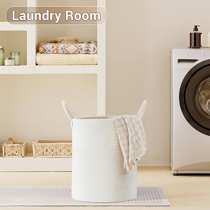 Tall Laundry Basket with Handles, 53L Portable Dirty Clothes Hamper, Boho - Image 6