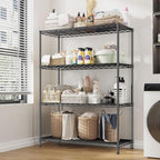 Xcity Storage Shelves, 4 Tier Heavy Duty Metal Shelving Unit with Wheels, 1600 LBS Capacity Adjustable Steel Wire Shelf Organizer for Pantry, Kitchen, Garage, 18" D x 36" W x 60" H, Black - Image 5