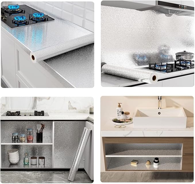 Kitchen Backsplash Wallpaper Peel and Stick Aluminum Foil Contact Paper Self - Image 4