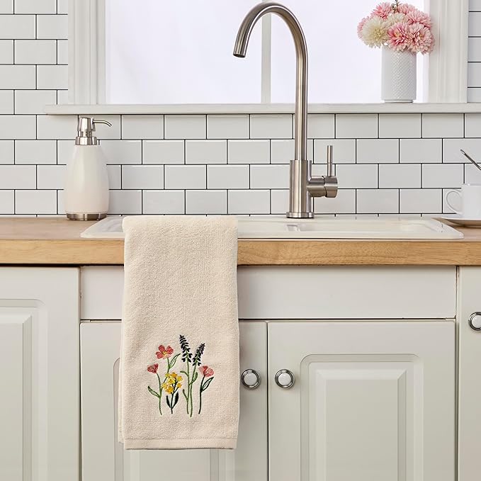SKL Home Meadow Bouquet 100% Cotton Embroidered 2pc Hand Towel Set, Decorative - Image 3