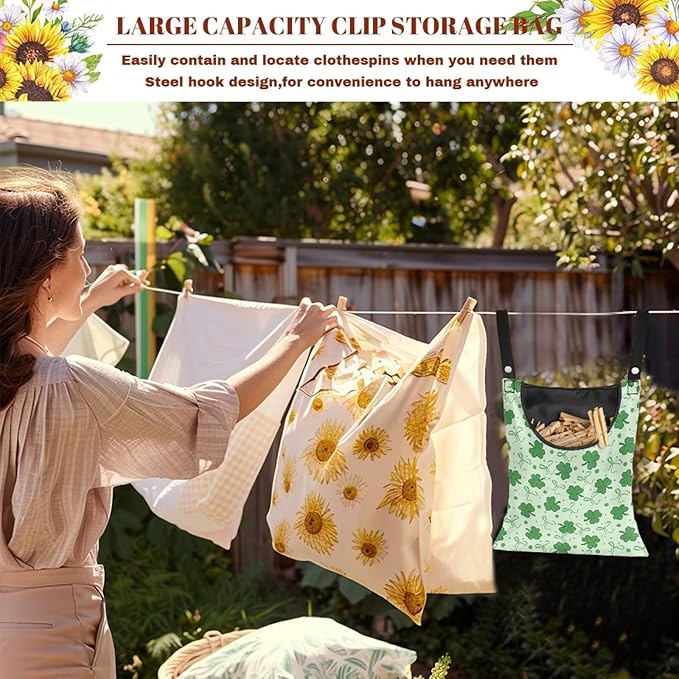 2 Pcs Clothespin Bag, Laundry Hanging Bag Fits Clothes Lines, Pin Bag - Image 5