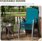 UDPATIO Patio Chairs Set of 8, Stackable Outdoor Dining Chairs with High Back, Breathable Textilene Fabric Outdoor Chair All Weather, 350LBS Capacity for Garden, Backyard (Light Blue) - Image 6