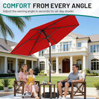 AreShark 7.5FT Patio Umbrella Table Market Umbrella with 6 Sturdy Ribs, Button Tilt/Crank Heavy-Duty Round Outdoor Umbrellas for Garden, Deck, Backyard,and Pool, Red - Image 4