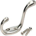 Rok Hardware Heavy Duty Dual Coat Hook, Brushed Nickel, 10 Pack ROKCH101BN by Rok