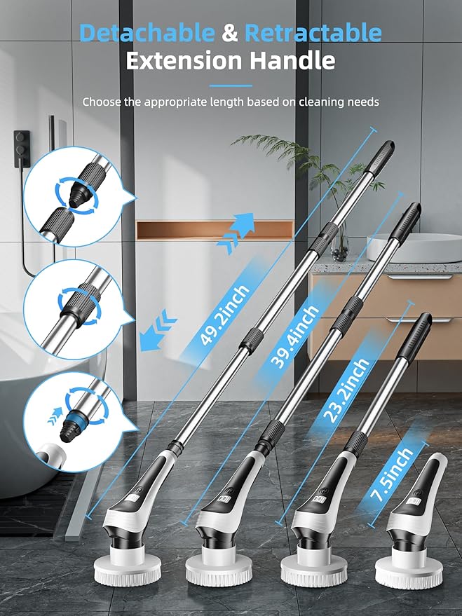 Electric Spin Scrubber, Cordless Shower Scrubber - Image 4