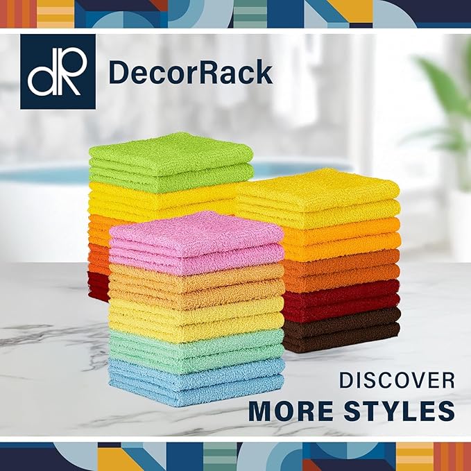 DecorRack 20 Pack 100% Cotton Wash Cloth, Luxurious Soft, 12 x 12 inch Ultra - Image 7