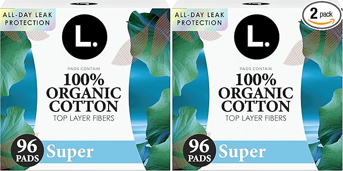 L. Ultra Thin Pads for Women, Super Absorbency, Organic Cotton Top Layer by L