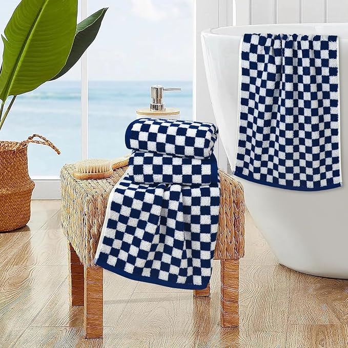 Jacquotha Navy Blue Hand Towels 4 Pack, Cotton Decorative Bathroom Hand Towels - Image 3