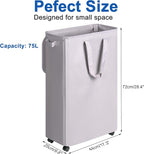 Slim Laundry Hamper with Lid and Wheels, Small Rolling Laundry Basket with - Image 5