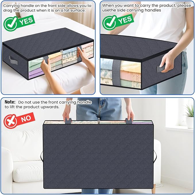 Under Bed Storage Containers, 8 Pack Blanket Storage Bags, Collapsible Storage - Image 5