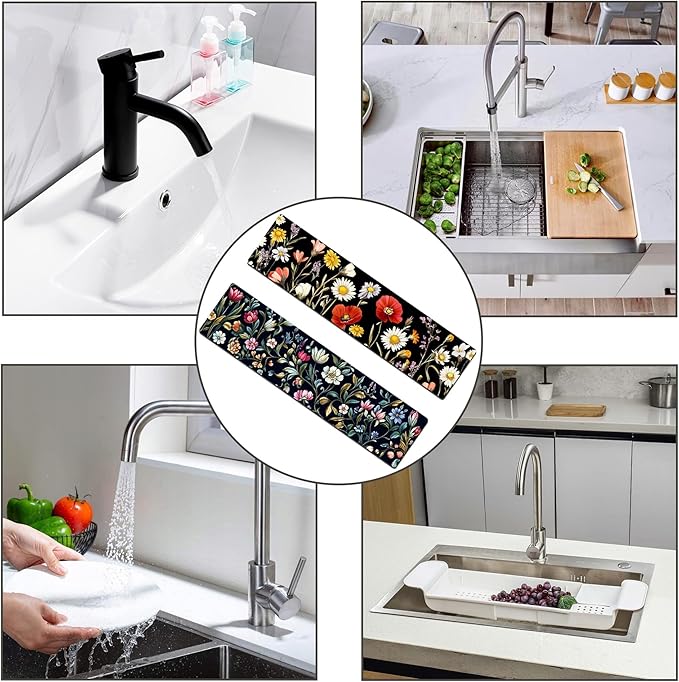 Bimkole 2 PCS Faucet Absorbent Mat, Kitchen Faucet Sink Splash Guard Wraparound - Image 7