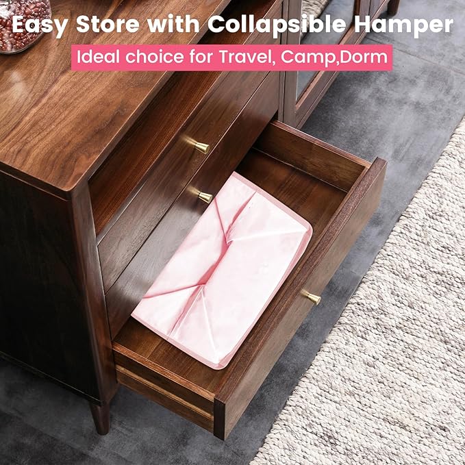 MCleanPin 220L Pink Laundry Hamper Large Collapsible Basket - Image 5