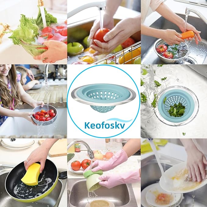 2 PCS Kitchen Stainless Silicone Sink Strainer, 4.5 inch Diameter… - Image 8