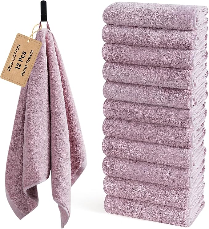 SEMAXE 12 Pack Hand Towels for Bathroom, 100% Cotton Towels by SEMAXE