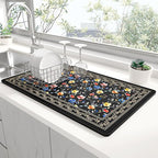 Rnivvi Dish Drying Mat for Kitchen Counter, 12 x 19" Cute Flower Theme Super by Rnivvi