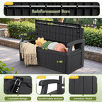 Greesum 80 Gallon Outdoor Storage Bench Deck Box with Cushion & Armrest, Lockable, Waterproof UV Resistant, Comfortable Seating for Patio, Pool, Garden, Black - Image 4