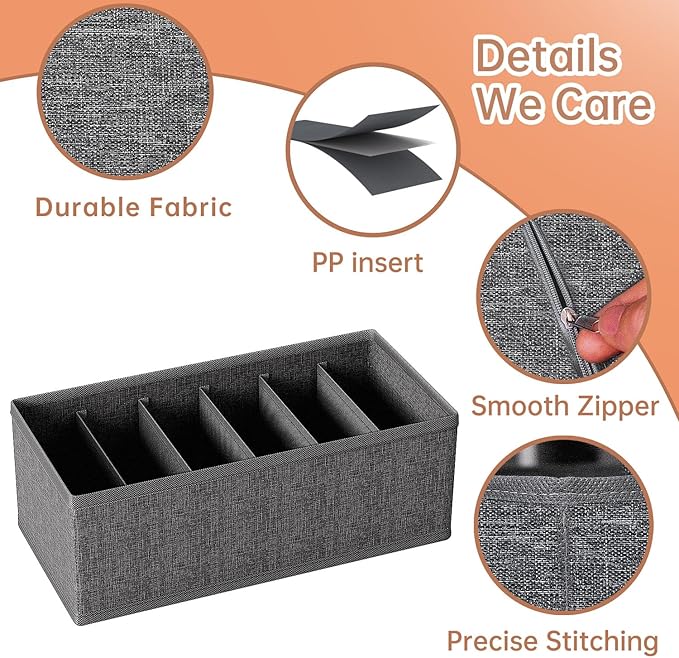 4 PACK Sock Underwear Drawer Organizer Dividers, Collapsible Cabinet Closet - Image 5