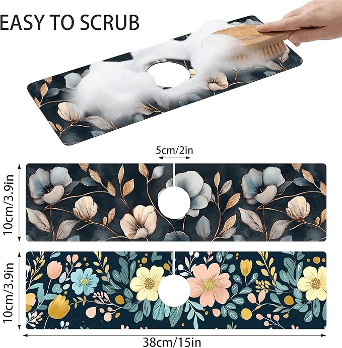 Bimkole 2 PCS Faucet Absorbent Mat, Kitchen Faucet Sink Splash Guard Wraparound - Image 2