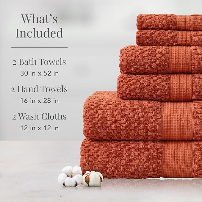 NY Loft 100% Cotton Towel Set 6 Piece Towel Set | Super Soft & Absorbent - Image 2