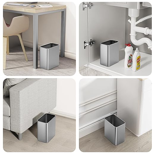 Cesun Small Bathroom Trash Can 2.1 Gallon Wastebasket, Modern Metal Garbage Can - Image 7