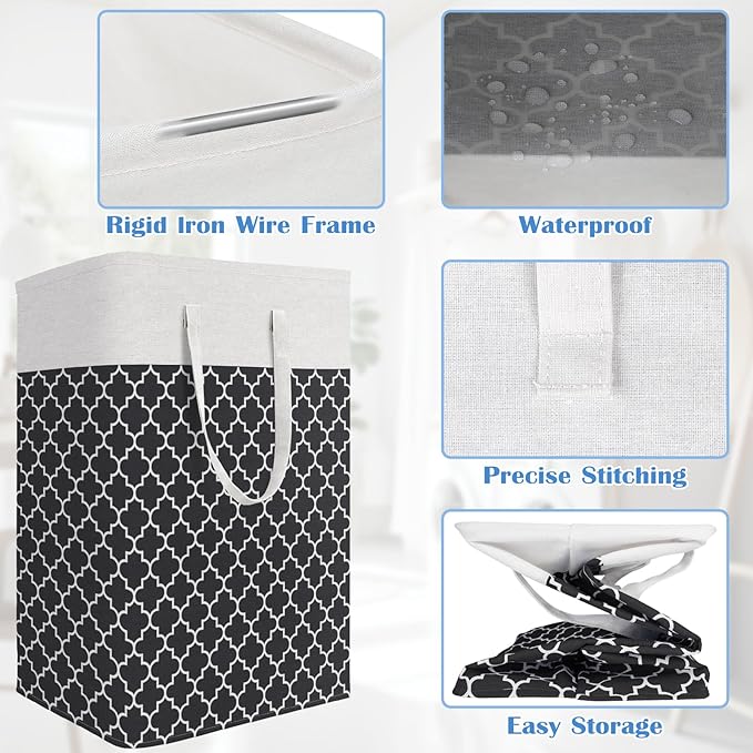 BlissTotes 3-Pack Laundry Basket, Freestanding＆Waterproof Laundry Hamper - Image 4