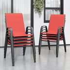 Patio Chairs Set of 8, Stackable Outdoor Dining Chairs for All Weather Textilene Fabric & Metal Frame, Outdoor Chairs Set for Backyard Deck Garden by Vimstora