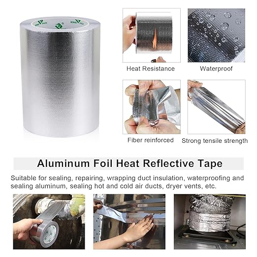 BOMEI PACK Adhesive Aluminum Foil Heat Shield Tape 1Pack 7inch x 66ft Barrier - Image 4