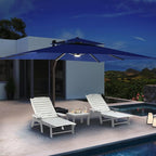 10 X 13 FT Cantilever Patio Umbrella with LED Lights Outdoor Heavy Duty Double Top Windproof Rectangle Offset Umbrellas with 360-degree Rotation for Pool Deck Backyard, Navy - Image 3