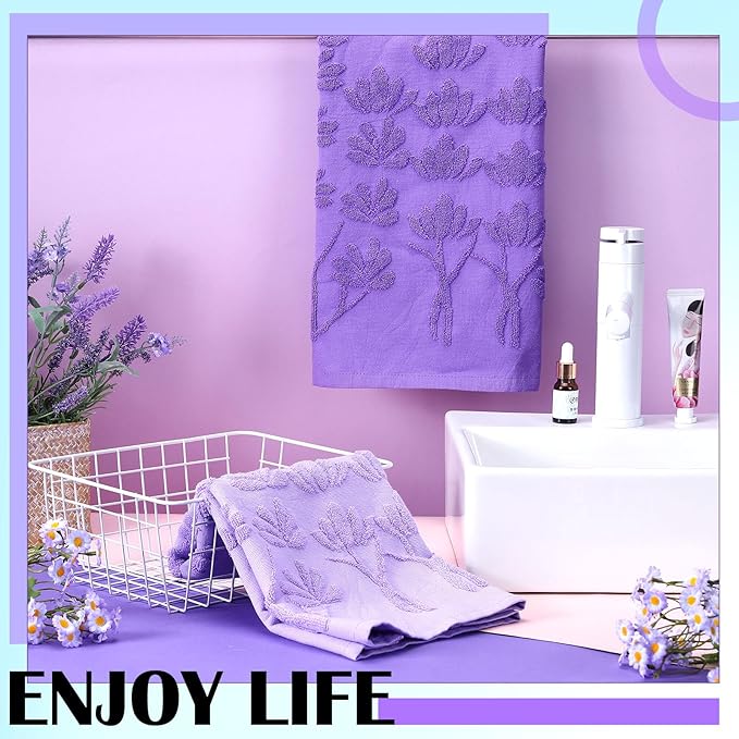 2 Pcs Lavender Hand Towels for Bathroom Purple Lavender Bathroom Hand Towel - Image 7