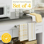 MosJos Kitchen Towels Set of 4 Dish Towels Yellow n White Waffle Weave Cotton - Image 2