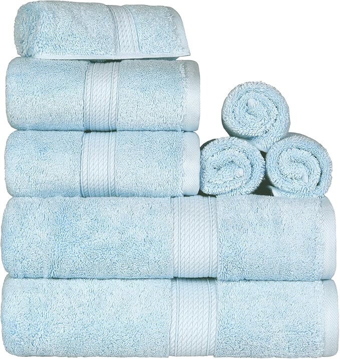 SUPERIOR Egyptian Cotton Pile 8 Piece Towel Set, Includes 2 Bath, 2 Hand - Image 4