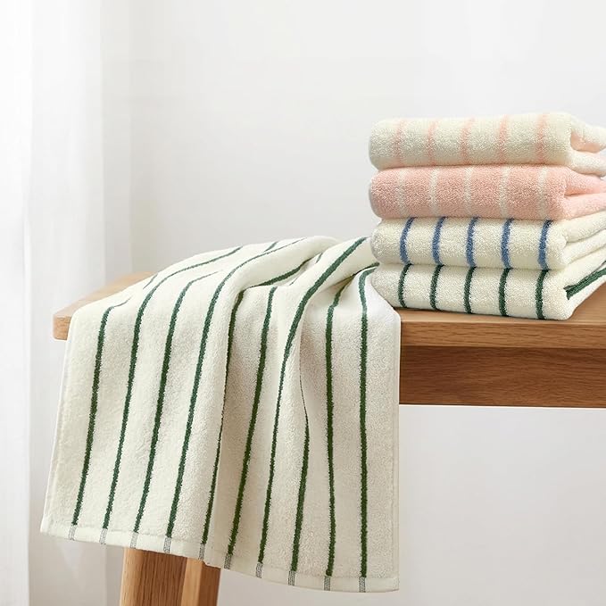 VOOVA & MOVAS Pink Stripe Natural Cotton Hand Towels Set of 2, Bathroom & - Image 6