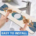 Abstract Blue Minimalistic Sink Faucet Absorbing Mat Sink Splash Guard Faucet - Image 6