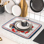American Flag Dish Drainer Mat Flowers Absorbent Dish Rack Pad - Image 5