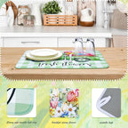2 Pcs Dish Drying Mat for Kitchen, Spring Floral Absorbent Microfiber Dish Mat - Image 3