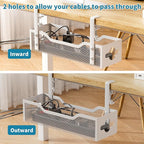 Under Desk Cable Management Tray No Drill, 13.38'' Metal Tray - Image 5