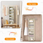 Hanging Closet Organizer, Easy Mount Foldable 6-Shelf Hanging Closet Wardrobe - Image 5