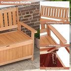 Tangkula 48 Inch Outdoor Wood Storage Bench Deck Box, Wooden Storage Loveseat with 34.2 Gal Inner Space, Entryway Bench Deck Box with Slatted Backrest, Storage Seat for Garden, Lawn, Balcony & Porch - Image 7