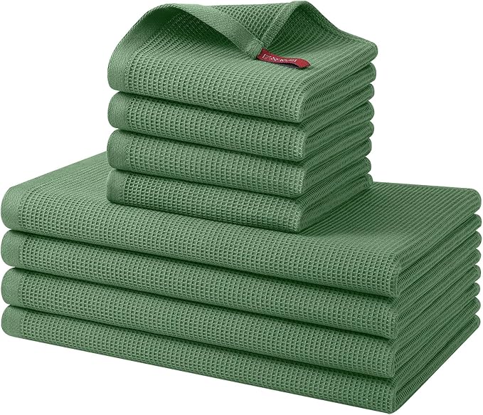 Homaxy 100% Cotton Kitchen Towels and Dishcloths Set by Homaxy