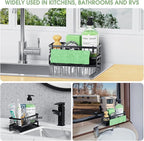 Self-Draining Kitchen Sink Caddy, Rustproof Non-Slip Metal Sponge Holder - Image 8