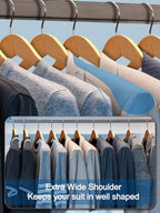 HOUSE DAY 19'' Extra Wide Shoulder Wooden Hangers 6 Pack, Premium Large Wood - Image 4