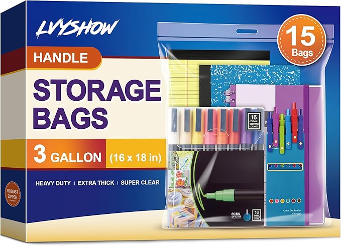 3 Gallon Extra Large Zipper Bag, 16” x 18”, 2mil Thick by LVYSHOW